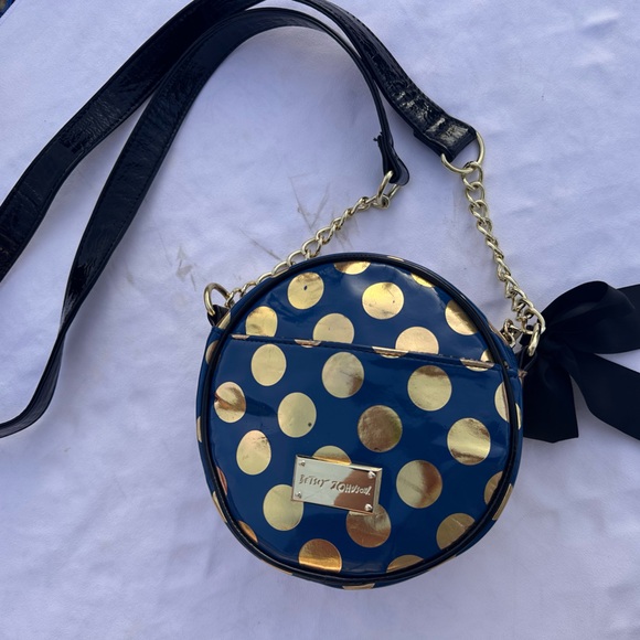 Betsey Johnson Patent Round Polka Dot Bag 💙🖤 - Picture 6 of 9